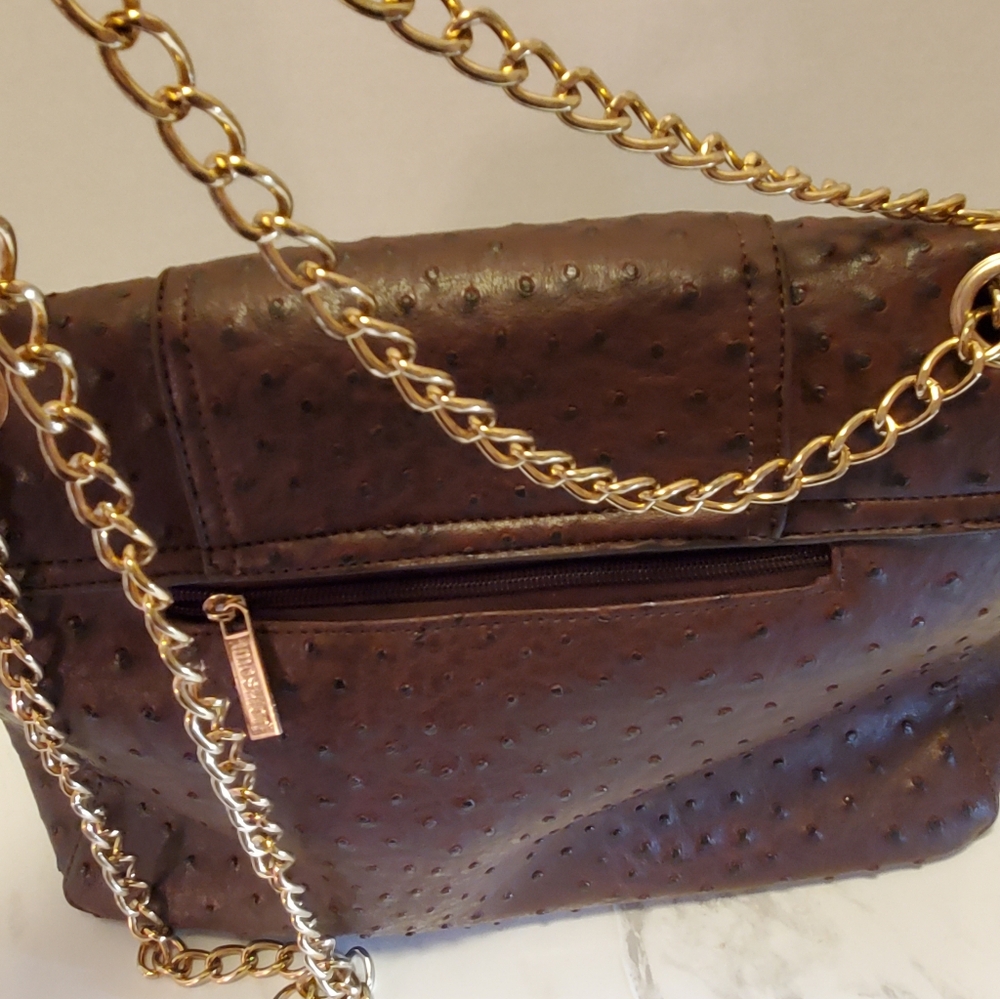 Deep Purple Ostrich Shoulder Bag,chain Strap. - Picture 6 of 10